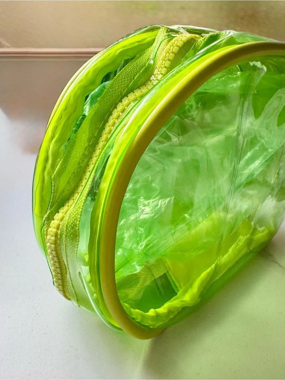 Neon Lime Clear Cosmetic Bag